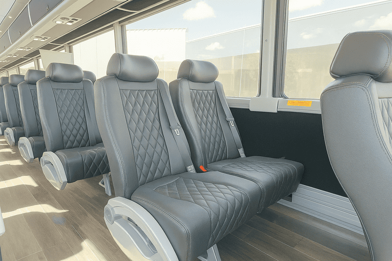 interior of Morgantown Coach Bus Service charter bus