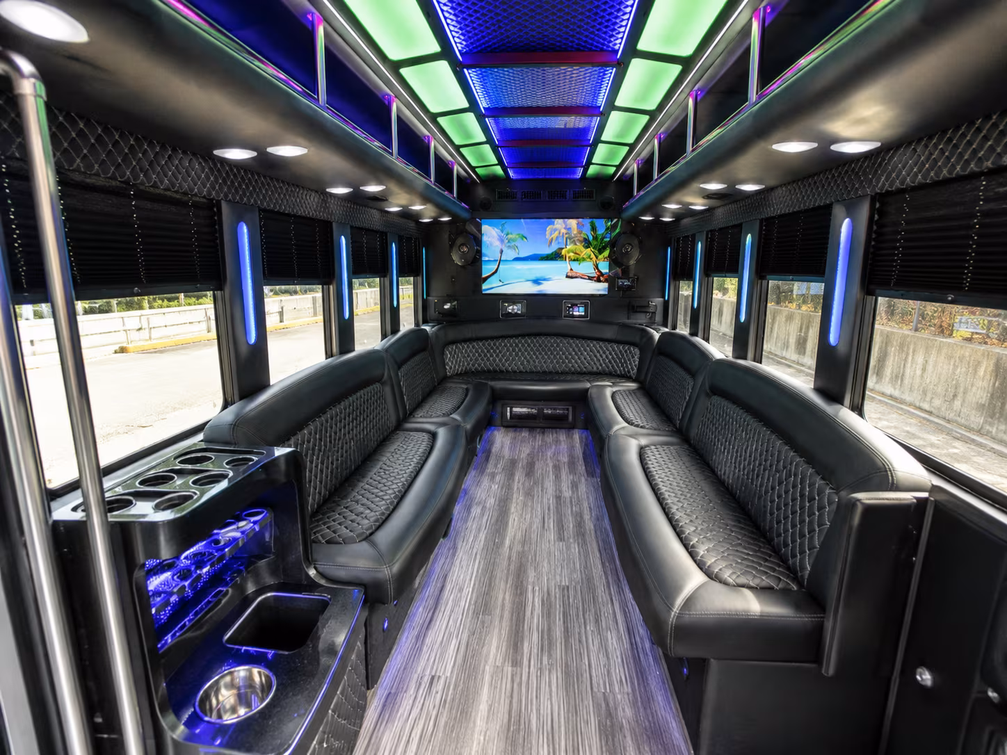 morgantown 18 passenger party bus inside