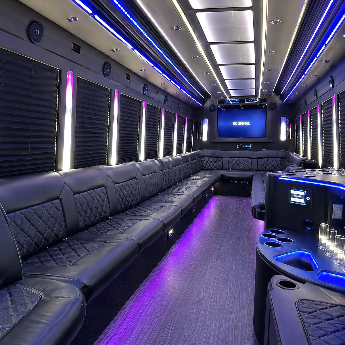 morgantown 30 passenger party bus inside